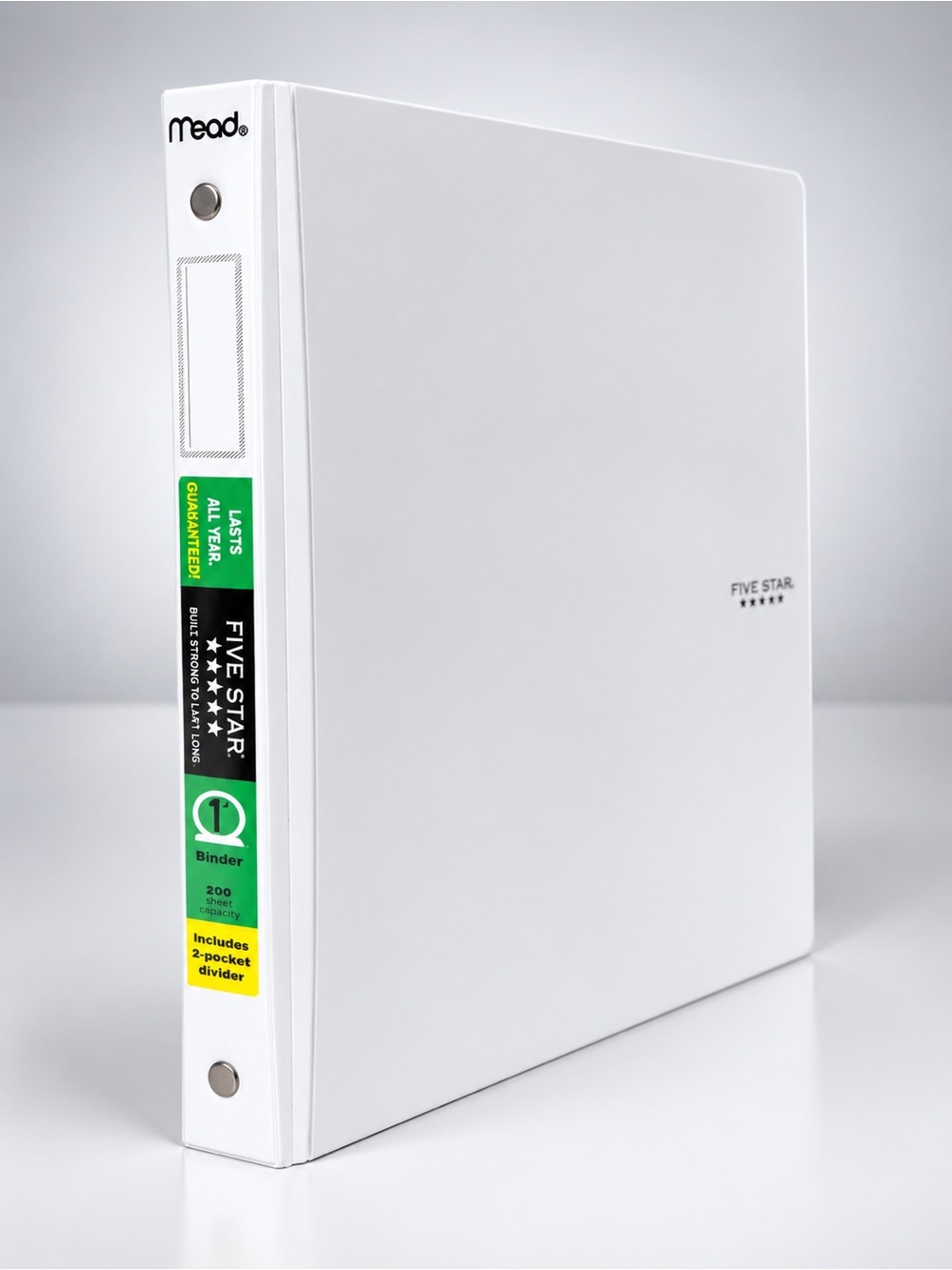 Five Star White 1-Inch 3-Ring Binder + Pocket Divider